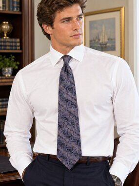Pronto Uomo Men's Lavender Gold Paisley Silk Necktie Preppy Ombre Handmade Tie